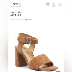 NYDJ Liz Block Heel Sandal 8.5 Saddle Suede